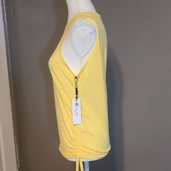 Calvin Klein Performance Yellow Sleeveless Women's Top Small Runched Sides NWT - Picture 2 of 9